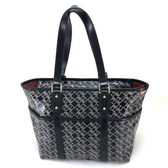BALLY Logo print Shoulder Bag Tote Bag Black PVC - Picture 2 of 14